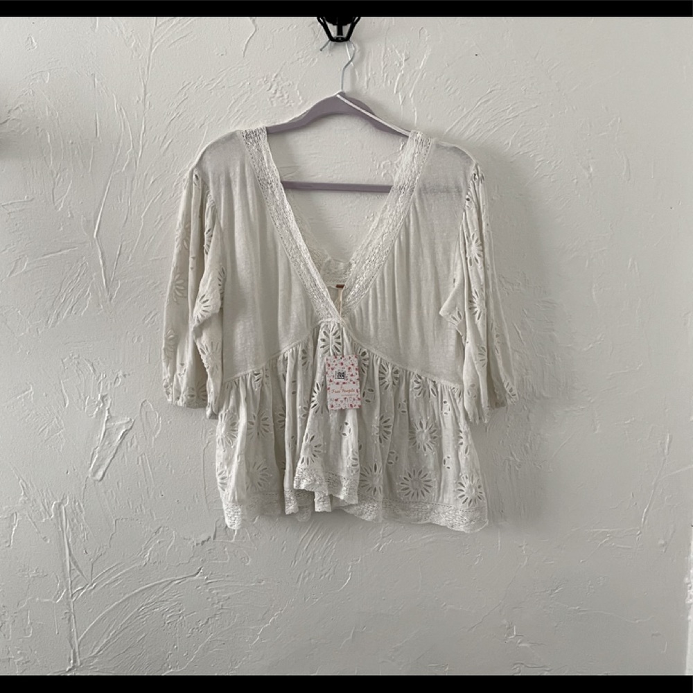 Free People Embroidered Blouse Top